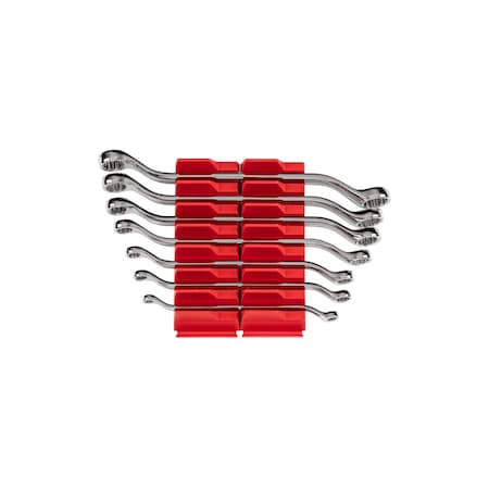 Tekton 45-Degree Offset Box End Wrench Set with Modular Wrench Organizer, 7-Piece (6-19 mm) WBE95201